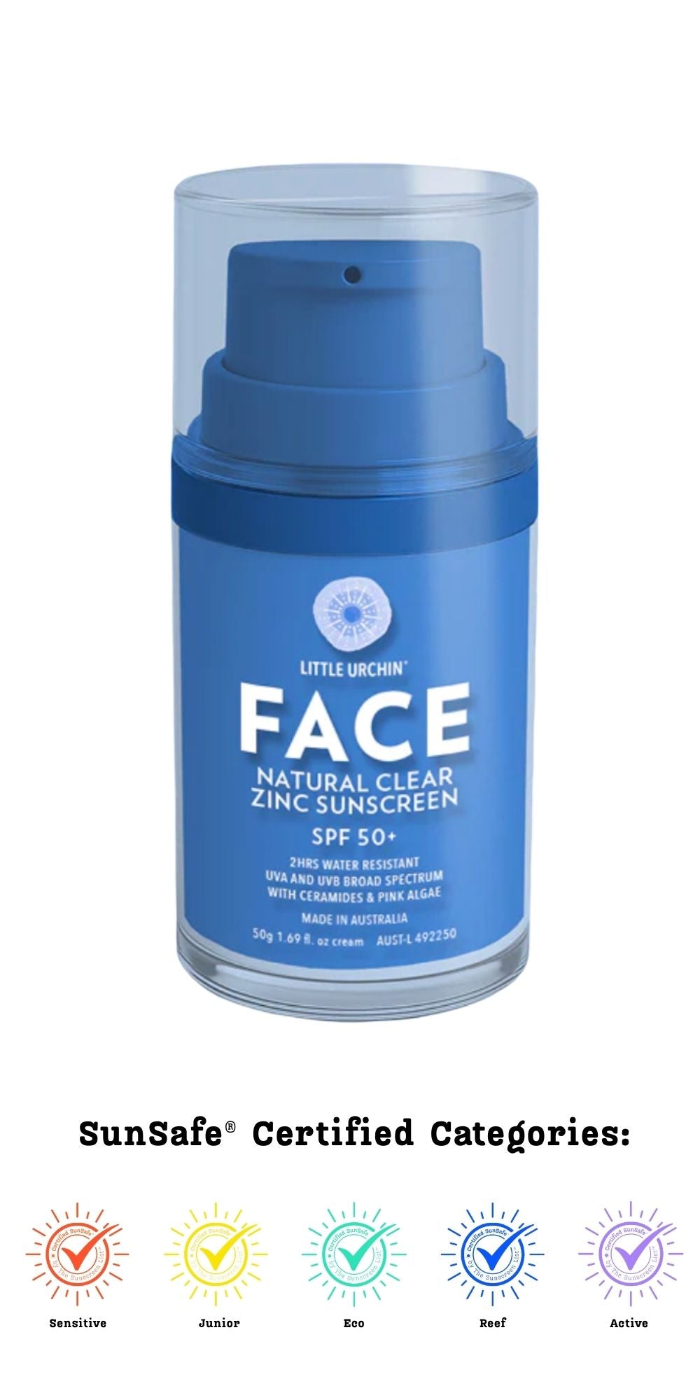 Clear Face Zinc Sunscreen SPF50 + 50g