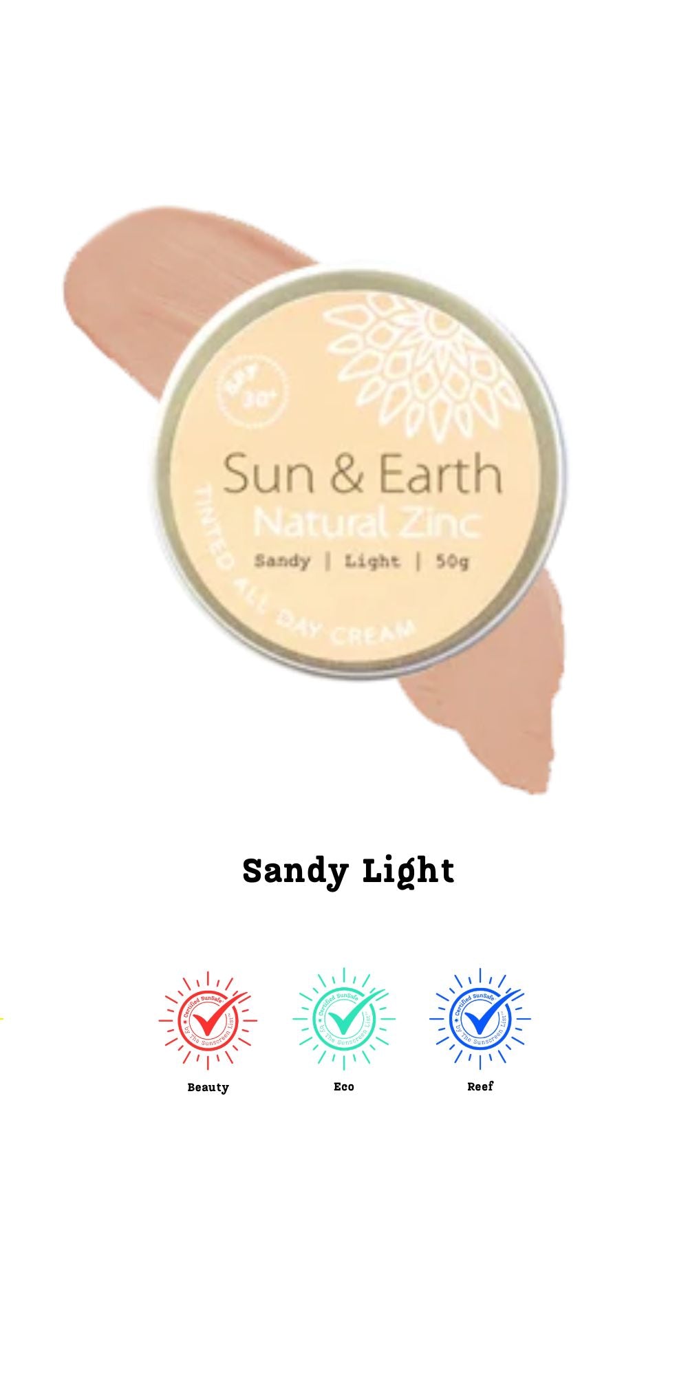 SunSafe® Sun & Earth Zinc | Tinted Organic Mineral Sunscreen Cream SPF 30, 50g