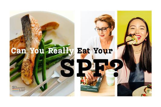 Can you really eat your SPF? Healthy foods including salmon and vegetables that support skin health and resilience to UV exposure.