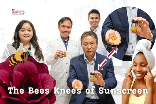 Blog cover featuring NTU Singapore researchers with a pollen-based sunscreen microgel for an article exploring reef-safe sunscreen innovation, cooling SPF technology and the future of sun protection.