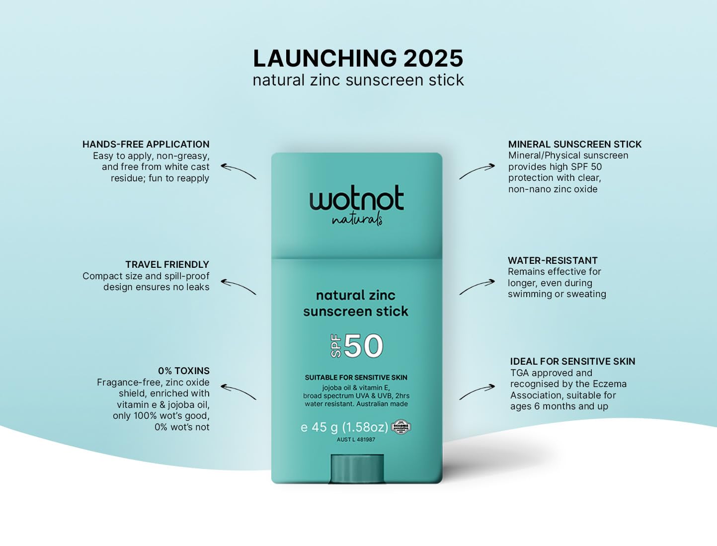 Wotnot Mineral Zinc Sunscreen Stick SPF 50 Jojoba Oil and Vitamin E