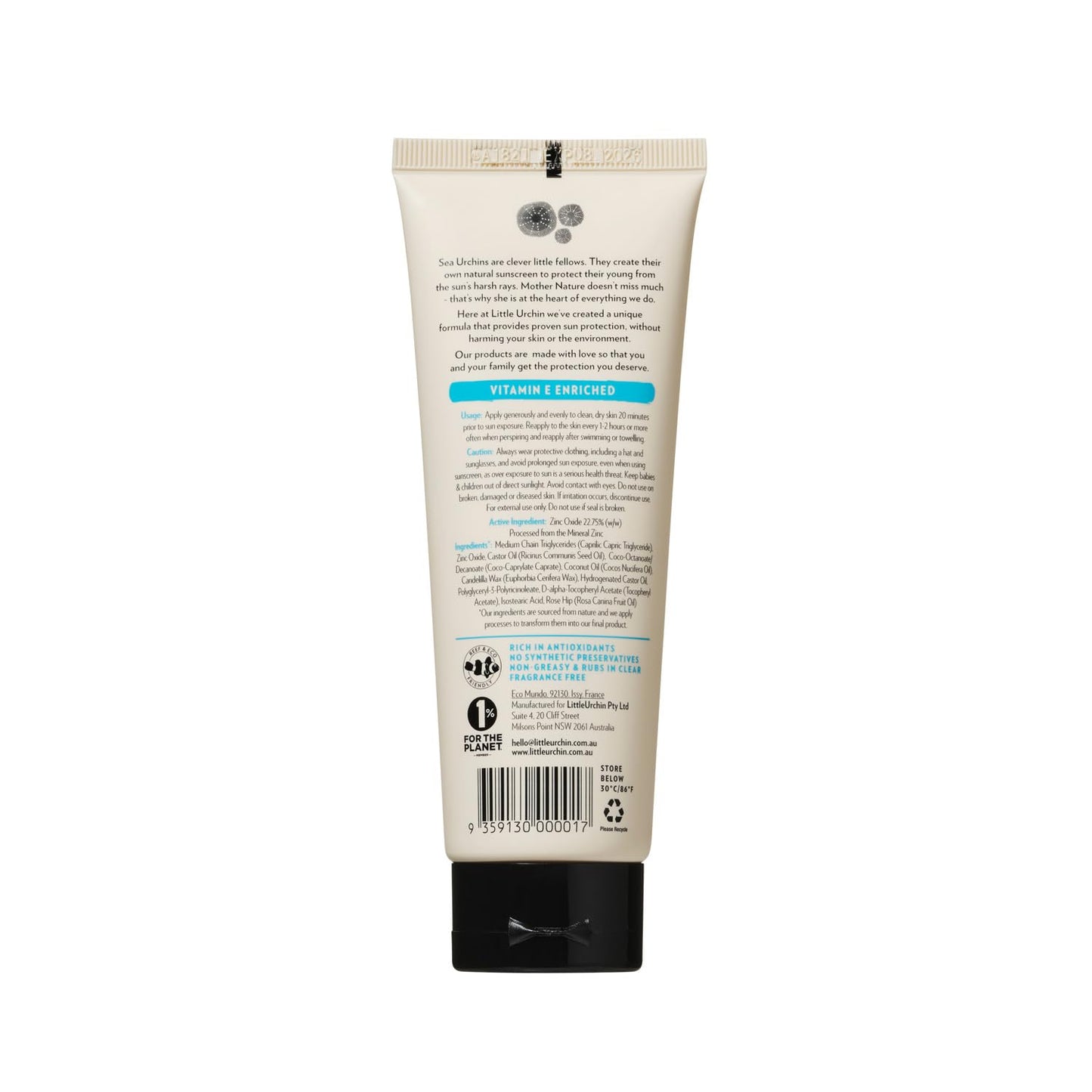 LITTLE URCHIN Natural Clear Zinc SPF 30
