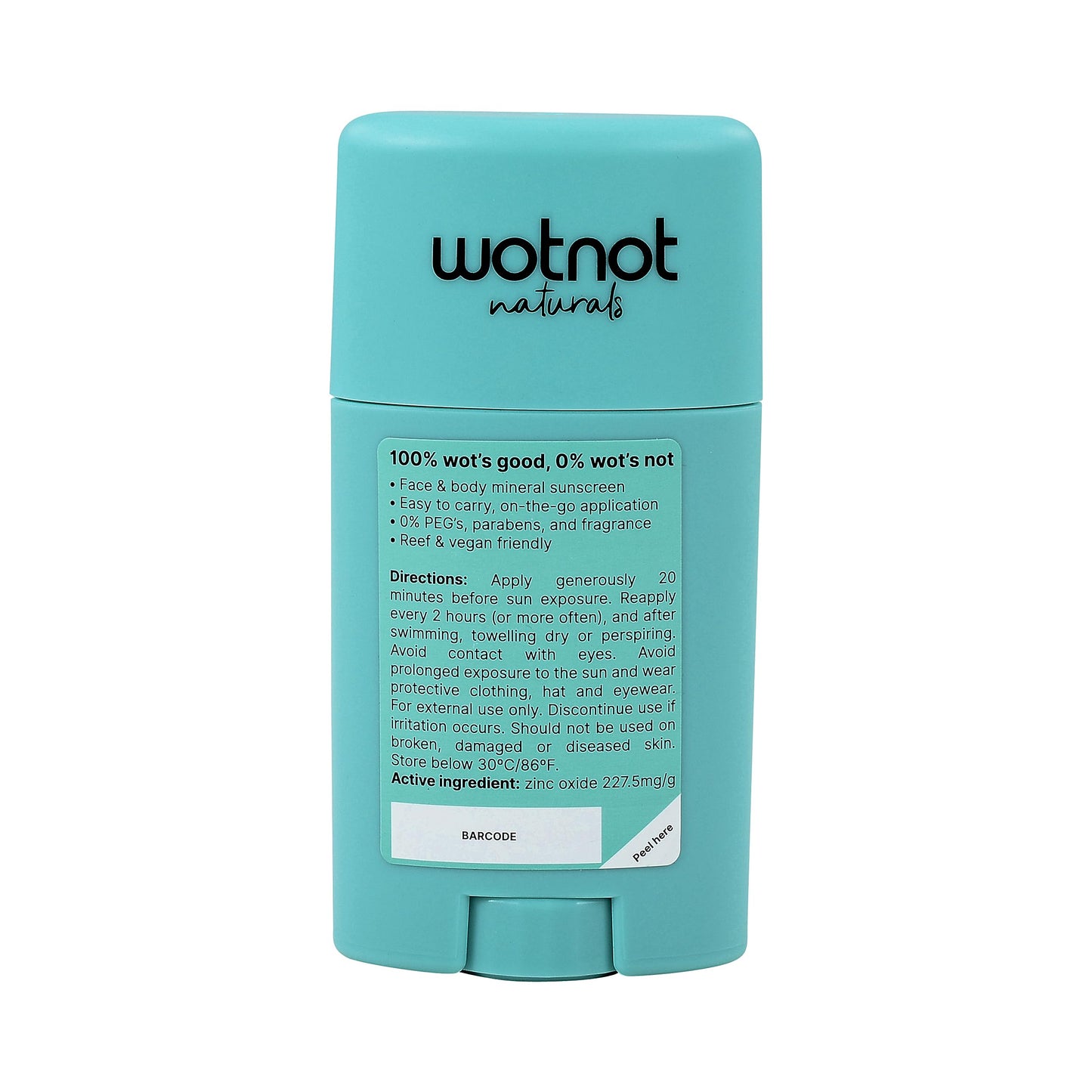 Wotnot Mineral Zinc Sunscreen Stick SPF 50 Jojoba Oil and Vitamin E