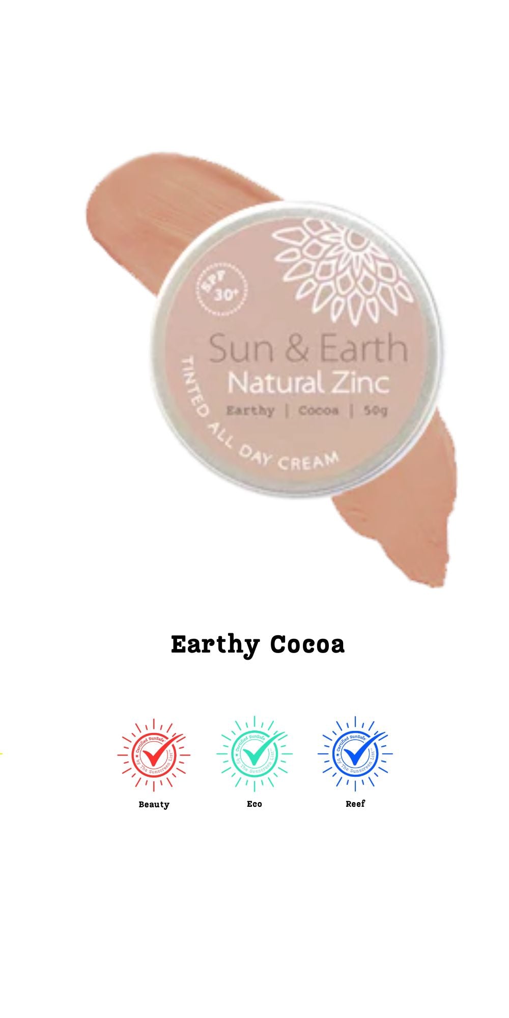 SunSafe® Sun & Earth Zinc | Tinted Organic Mineral Sunscreen Cream SPF 30, 50g