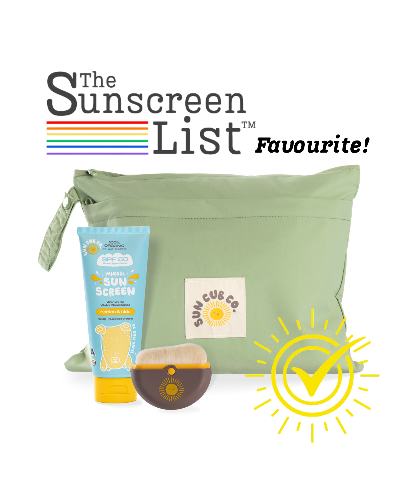 Sun Cub Co. Junior SunSafe  bundle, mineral spf50 wet bag and applicator brush 