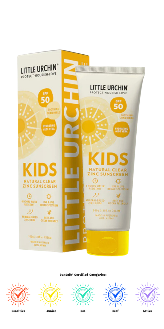 Kids Natural Clear Zinc Sunscreen Tube SPF 50, 100g
