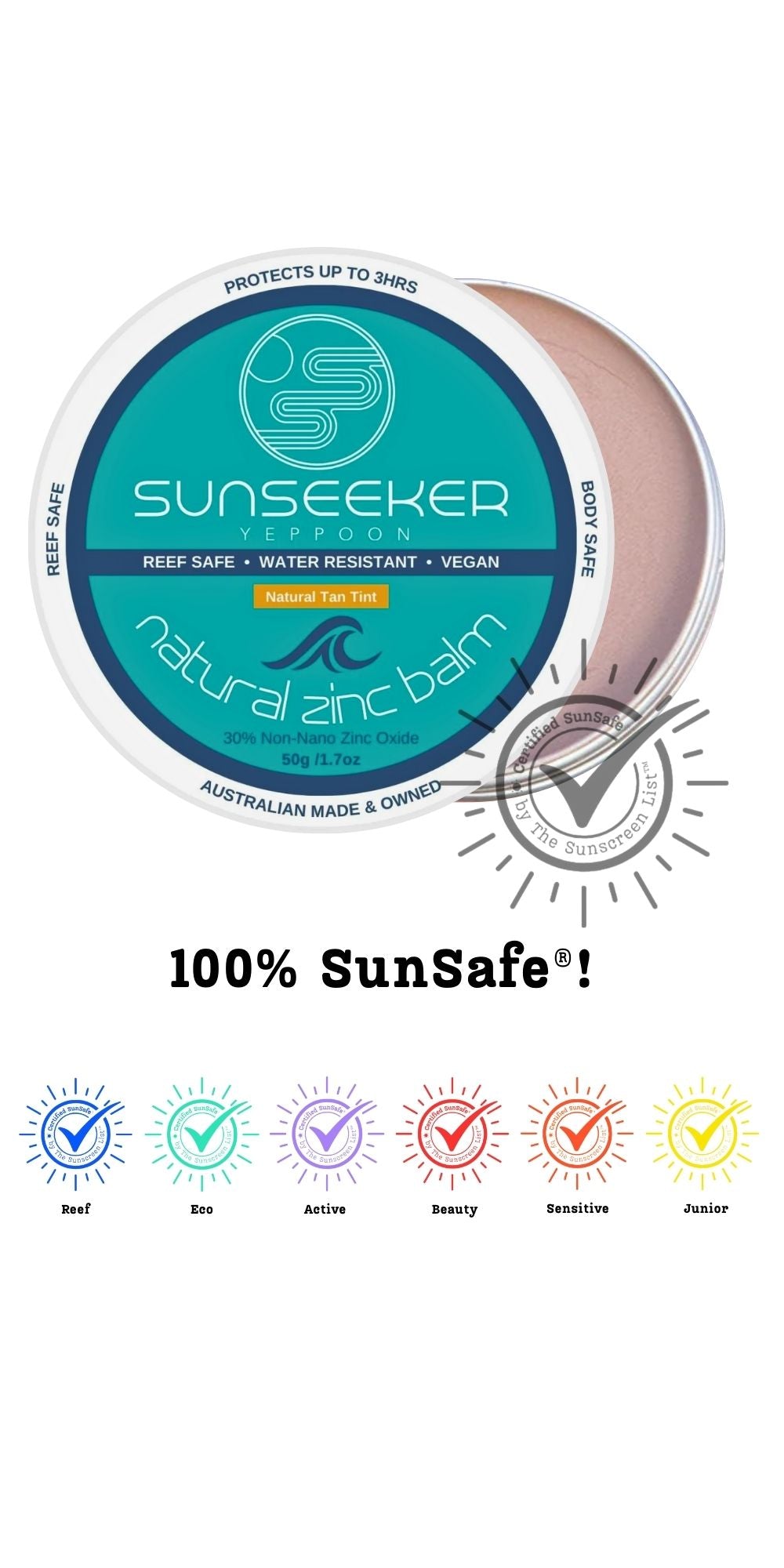 COMING SOON Sunseeker SunSafe®  Natural Tinted Zinc Balm 50g - Medium / Tan