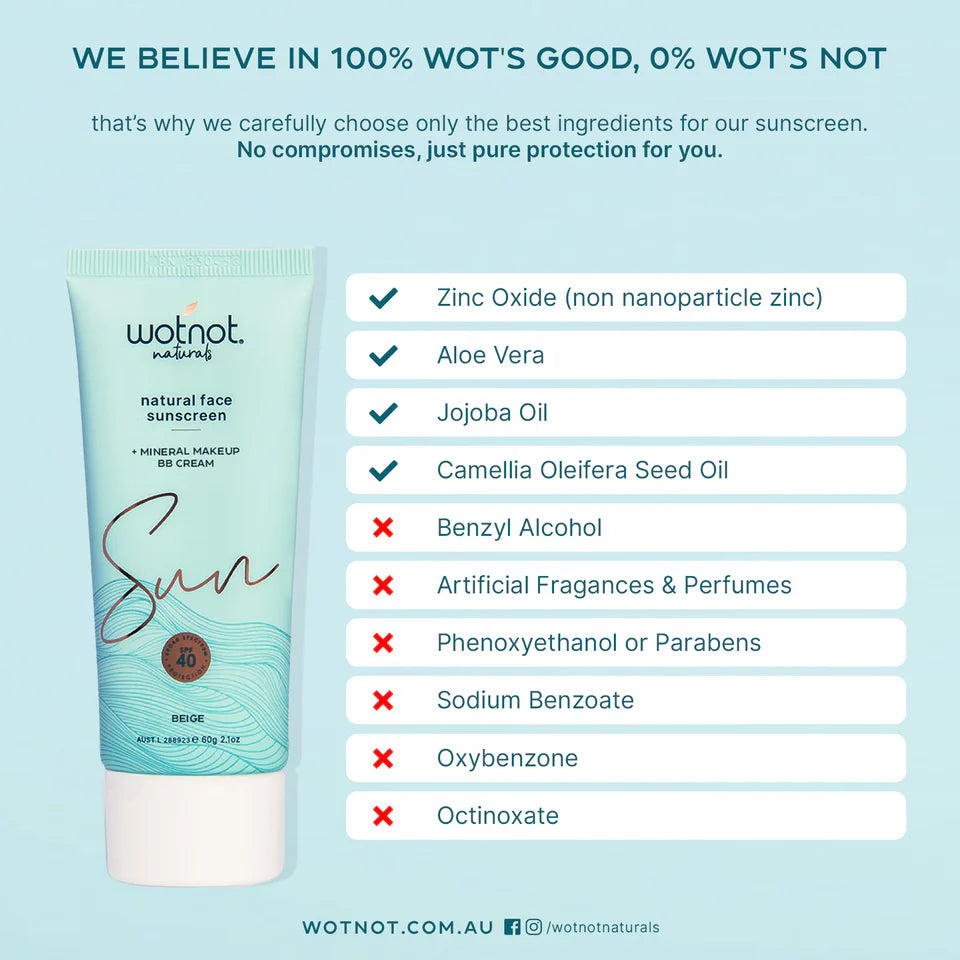 Wotnot Naturals BB Cream - Mineral Face Sunscreen SPF 40+