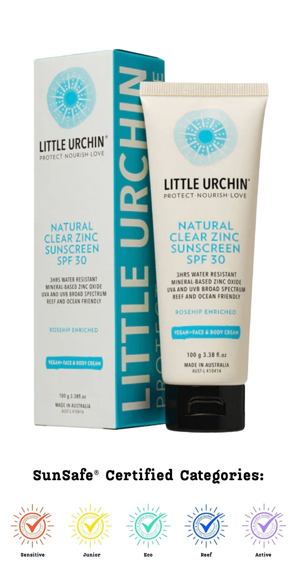 Natural Clear Zinc Sunscreen Tube SPF 30, 100g