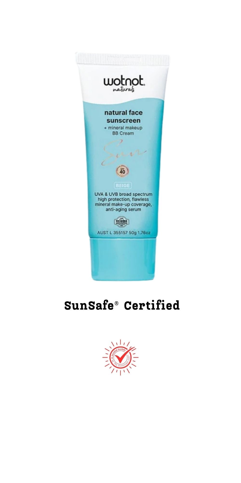Wotnot Naturals BB Cream - Mineral Face Sunscreen SPF 40+