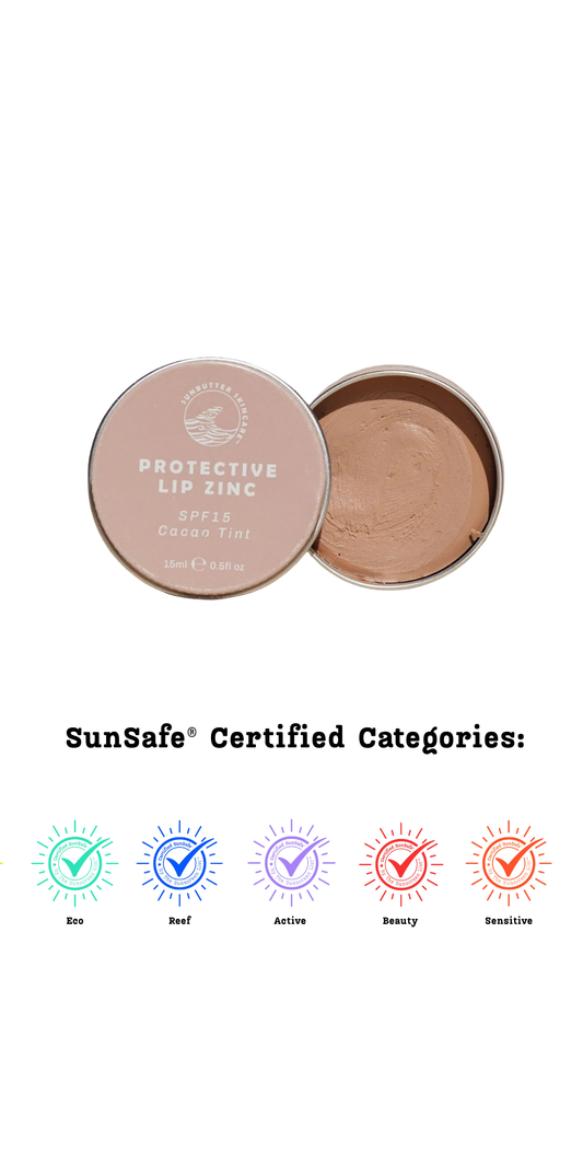 Protective Lip Balm Zinc - Cacao Tint, SPF15, 15g - SunSafe® Certified