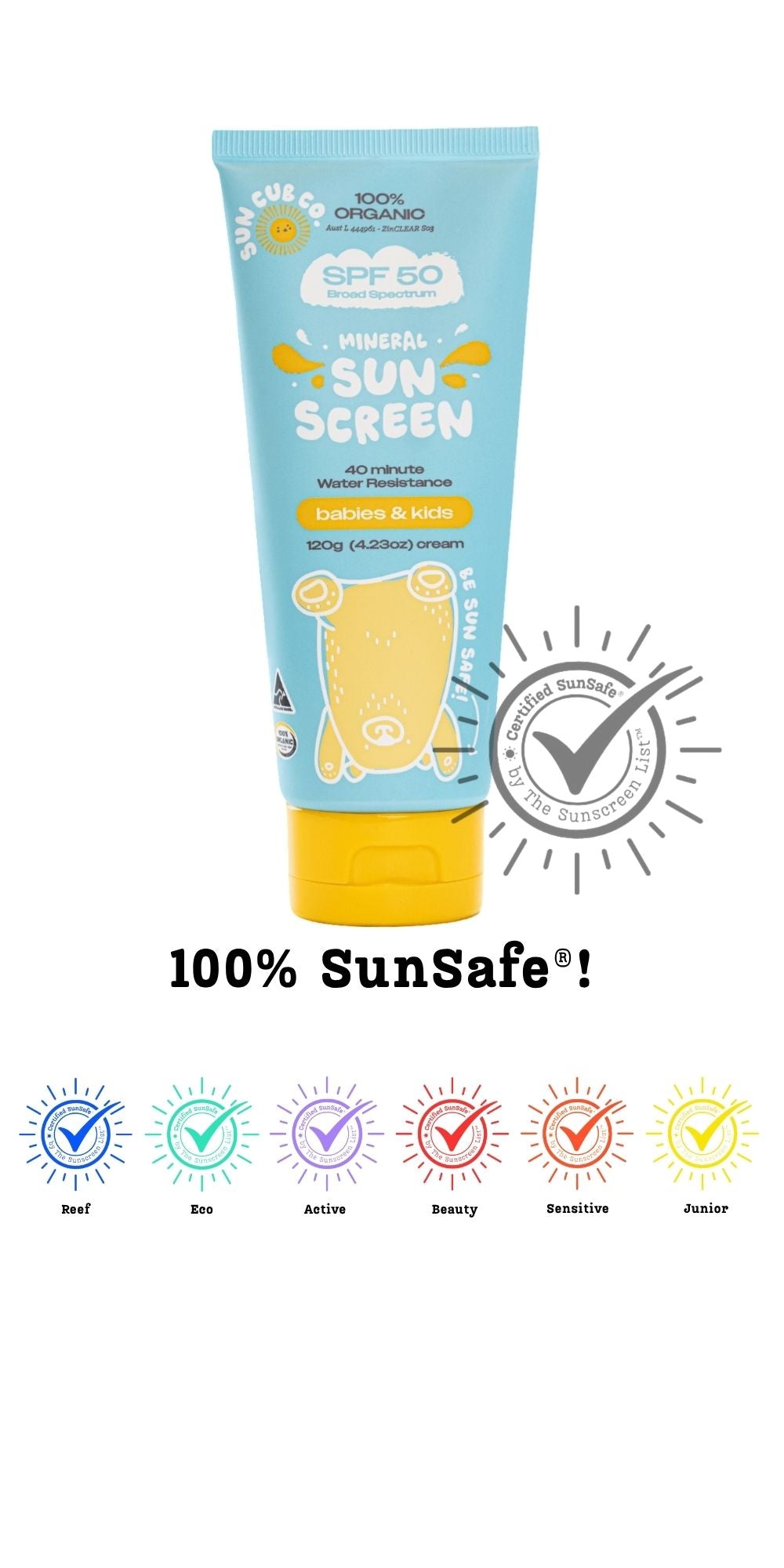 SunSafe® Sun Cub Co. Mineral Sunscreen SPF50, 120g