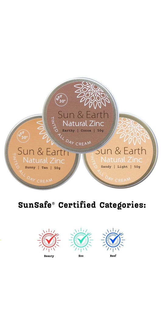 SunSafe® Sun & Earth Zinc | Tinted Organic Mineral Sunscreen Cream SPF 30, 50g